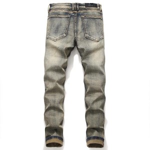 100% Original Factory Trendy Brand Motorcycle Pants Pleated Slim Stretch Denim Biker Jeans