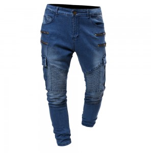 2021 nowe męskie dżinsy dorywczo na zamek błyskawiczny ozdoba spodnie jeansowe krotnie osobowość dżinsy męskie