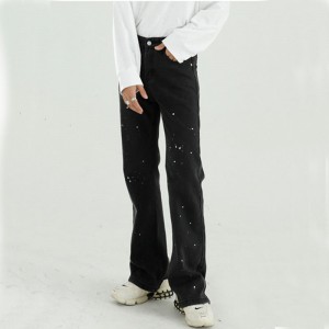 Zafafan Sayar da Sayar da Madaidaicin Maza Jeans High Quality fesa lacquer Black Jeans