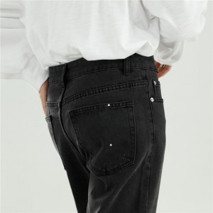 Venta caliente Venta al por mayor Jeans rectos para hombres Jeans negros de alta calidad con laca en aerosol