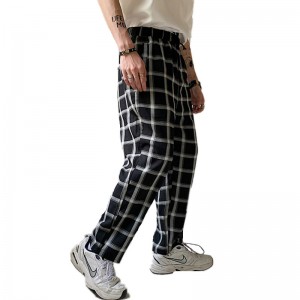 Горещи разпродажби ранна пролет висококачествени свободни удобни мъжки ежедневни панталони с карирана еластична талия на едро по поръчка