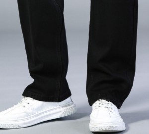 سفارشی ساده ساق راست پنج کیسه شست و شوی معمولی مشکی سایز بزرگ مردانه جین