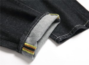 Жаңа классикалық қара плюс өлшемді ерлердің шалбары кездейсоқ жыртылған тік аяқты шалбар ерлер джинсы