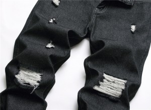 Naujos klasikinės juodos plius dydžio vyriškos kelnaitės, laisvalaikio plėšytos tiesios kelnės, vyriški džinsai