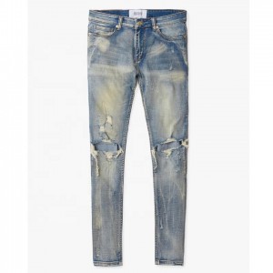 Menns jeans Custom Ripped Casual Denim Jeans Ødelagt Skinny China Factory Jeans Menn