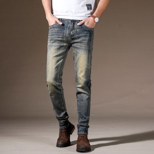 شستشوی آب جین مردانه شلوار جین مضطرب شلوار بلند گاه به گاه سفارشی شلوار جین راسته مردانه
