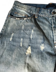 Celana Jeans Pria Ripped Ripped Retro Lubang Kaki Kecil Celana Jeans Ukuran Besar