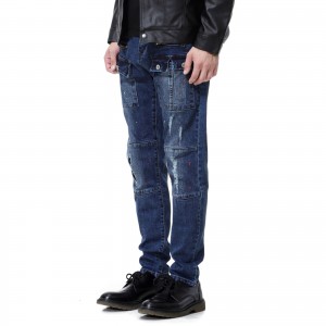 mænds jeans revet huller vaskede denimbukser med flere lommer printede jeans mænd til tilpasset