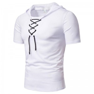 Hären Casual Sports gebonne kuerzen Ärmelen Top Summer locker breathable Mesh Hooded T-Shirt