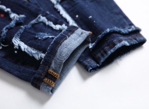 Pantalones vaqueros de cintura media de algodón de moda pantalones casuales microelásticos azules pantalones vaqueros para hombres
