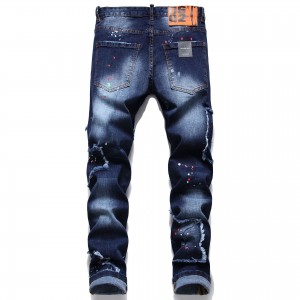 Ejiji owu n'etiti úkwù jeans blue micro-elastic casual trouser overalls jeans