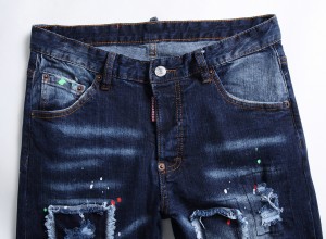 Moda jeans ji pembû nîv-kevra şîn pantolonên casual mîkro-elastîk cil û bergên jeans mêr