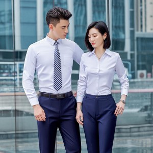 Uusi pitkähihainen paita business ohut silittämätön valkoinen kaulus työpaita työvaatteet miehille ja naisille sama