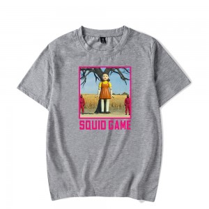 „Squid Game Fashion Print“ trumpomis rankovėmis marškinėliai apvalia kaklą, didelio dydžio individualūs vyriški marškinėliai
