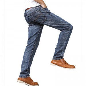 Slim fit Straight Leg Blue Wash Jeans Bolsillo trasero bordado Jeans de hombre