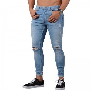 Denim jeans i parti Monkey wash Ripped Skinny Jeans för män