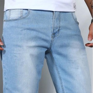 ยอดนิยมคุณภาพสูง SLIM FIT ฐานตรงห้ากระเป๋า Monkey Wash Blue Men's Jeans