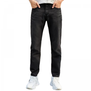Madingi Aukštos kokybės Slant Pocket Tiesių kojų juodi vyriški džinsai