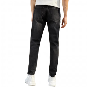 Jeans de hombre negros de pierna recta con bolsillo inclinado de alta calidad a la moda