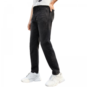 Модные высококачественные черные мужские джинсы с косым карманом и прямыми штанинами
