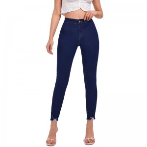 Високоякісні брюки-олівець із завищеною талією, вузькі жіночі джинси з необробленим подолом
