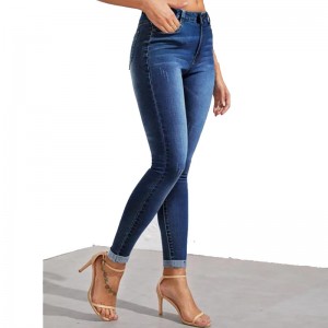 Мұртты әсері жуылған тар джинсы әйелдер сексуалды джинсы