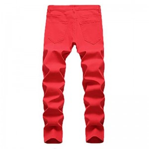 Slim Fit Skinny Stretchy Five-Pockets Red Denim Men's Jeans