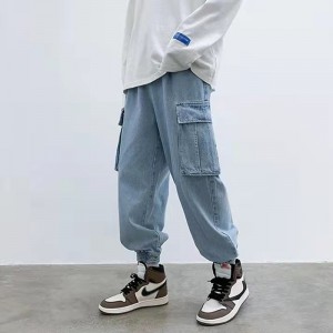 Hip-Hop Elastic Waist Multi - Pocket Design Street Man's Jeans