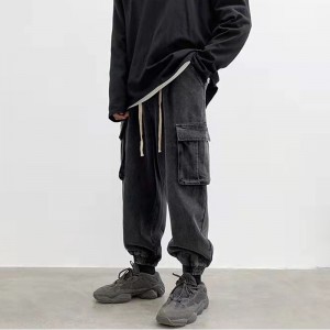 Hip-Hop High Quality Elastic Waist Multi – Pocket Design Street Jeans