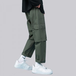 फैशन कैजुअल पैंट वॉश बिग पॉकेट्स एम्ब्रायडरी लूज मेन कार्गो पैंट