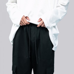Calça casual moda casual lavagem bolsos grandes bordados calças masculinas soltas