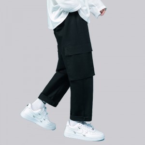 फैशन कैजुअल पैंट वॉश बिग पॉकेट्स एम्ब्रायडरी लूज मेन कार्गो पैंट