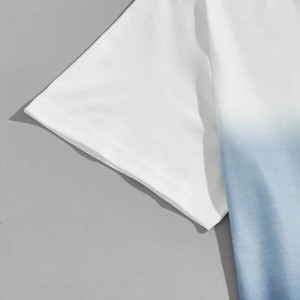Suosittu Gradient-väri Pocket Detail O-neck lyhythihaiset T-paidat