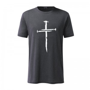 Camiseta de verano de algodón de manga corta con estampado de punto de cruz para hombre.