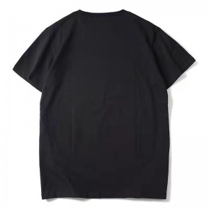 Tricou negru pentru bărbați, cu guler rotund, cu mânecă scurtă, cu imprimeu leu