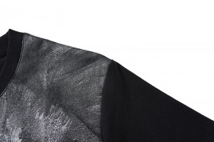 Venta caliente Cuello redondo Manga corta León Impresión Negro Camiseta de hombre