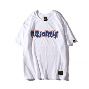 Хип хоп лабава машка маичка измиена со печатени кратки ракави на големо