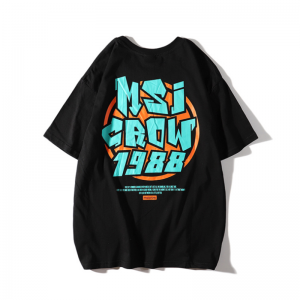 Hip Hop Loose Ανδρικό T-shirt Washed με εμπριμέ κοντά μανίκια χονδρική