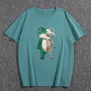 Summer Fashion Quality Tshirt Lalaki O Neck Frog Printed Casual Gidaghanon Cotton