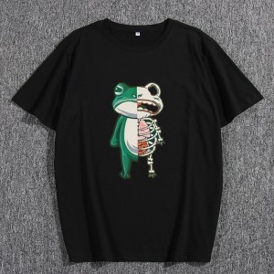 Summer Fashion Quality Tshirt Men O Neck Frog Imprimé Casual Quantité Coton