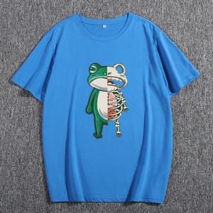 Summer Fashion Quality Tshirt Men O Neck Frog Imprimé Casual Quantité Coton