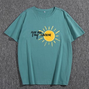 Muoti Casual Pyöreäkaula-aukkoinen lyhythihainen SUNSHINE Printing Miesten T-paita