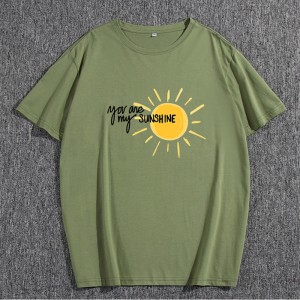 Модная паўсядзённая мужчынская футболка з круглым выразам і кароткім рукавом з прынтам SUNSHINE