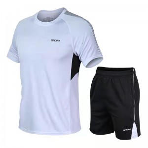 Sommar träningsoverall rund halsad bomull Bekväm T-shirt för män
