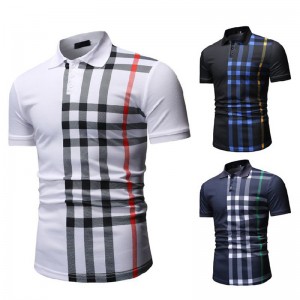 Fashion Casual High Quality Plain Mens Grid Polo Shirt for Sports Men