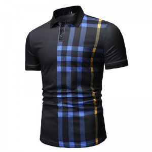 Fashion Casual High Quality Plain Mens Grid Polo Shirt bakeng sa Banna ba Lipapali