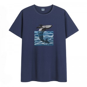 Fashion Casual Daɗin Whale buga T-shirt na maza