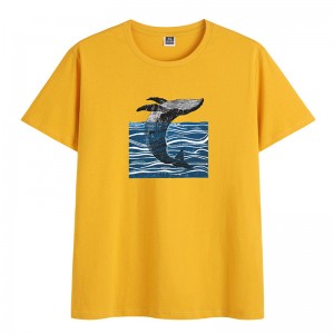 Fashion Casual Comfortable whale print T-shirt yevarume