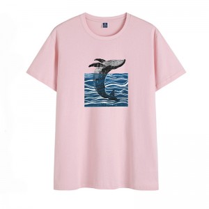 Camiseta de hombre con estampado de ballena cómoda informal a la moda