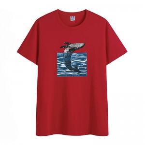 Camiseta de hombre con estampado de ballena cómoda informal a la moda